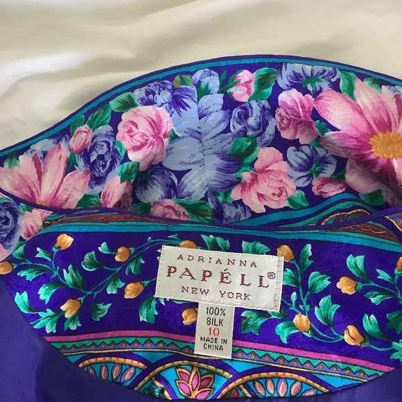 Vintage Adrianna Pappell New York 100% Silk Floral Blazer Jacket Size 10 - Picture 5 of 16